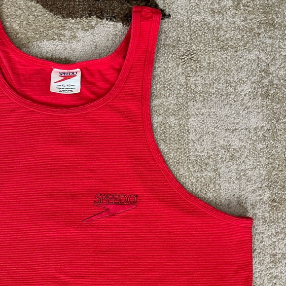 Vintage 1993 Speedo Muscle Tank Top, Mens XL, Red Ribbed Single Stitch Tank USA - Picture 3 of 10